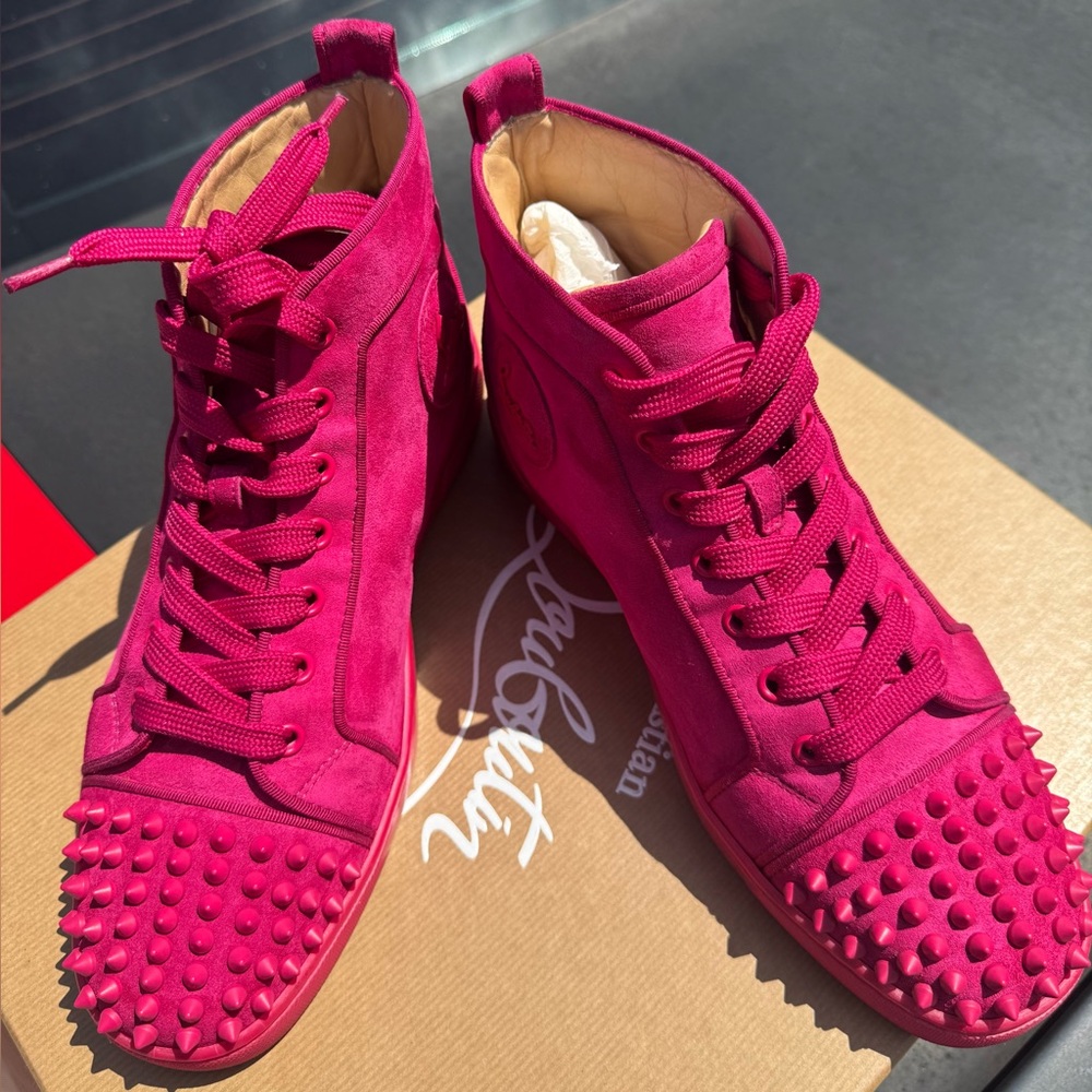 Christian Louboutin Pink High-Top Sneakers - Picture 11 of 12